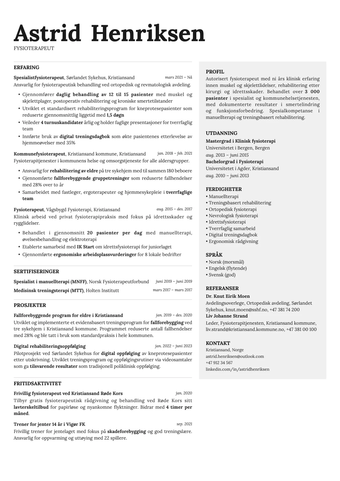 Bronze resume template preview