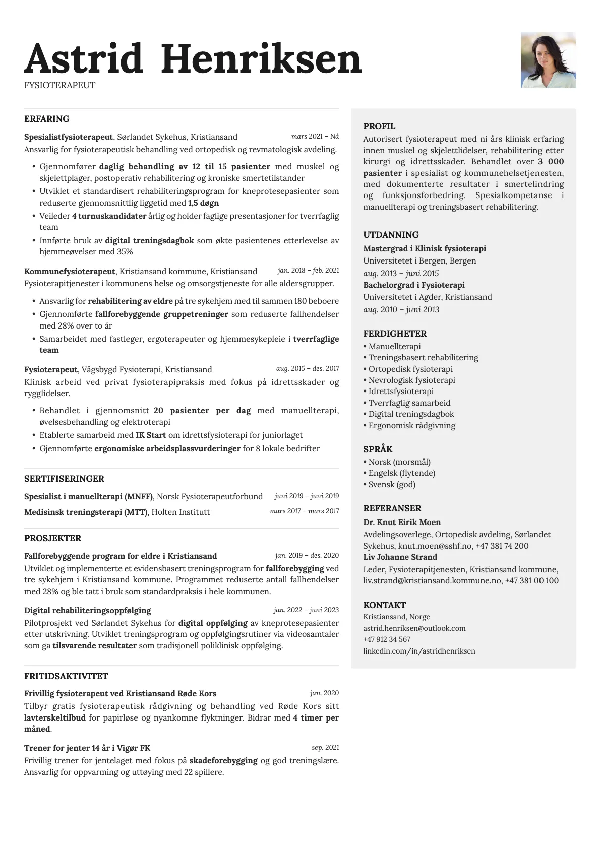 Bronze Photo resume template preview