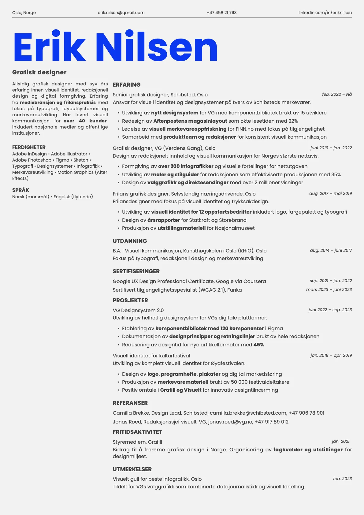 Fern resume template preview