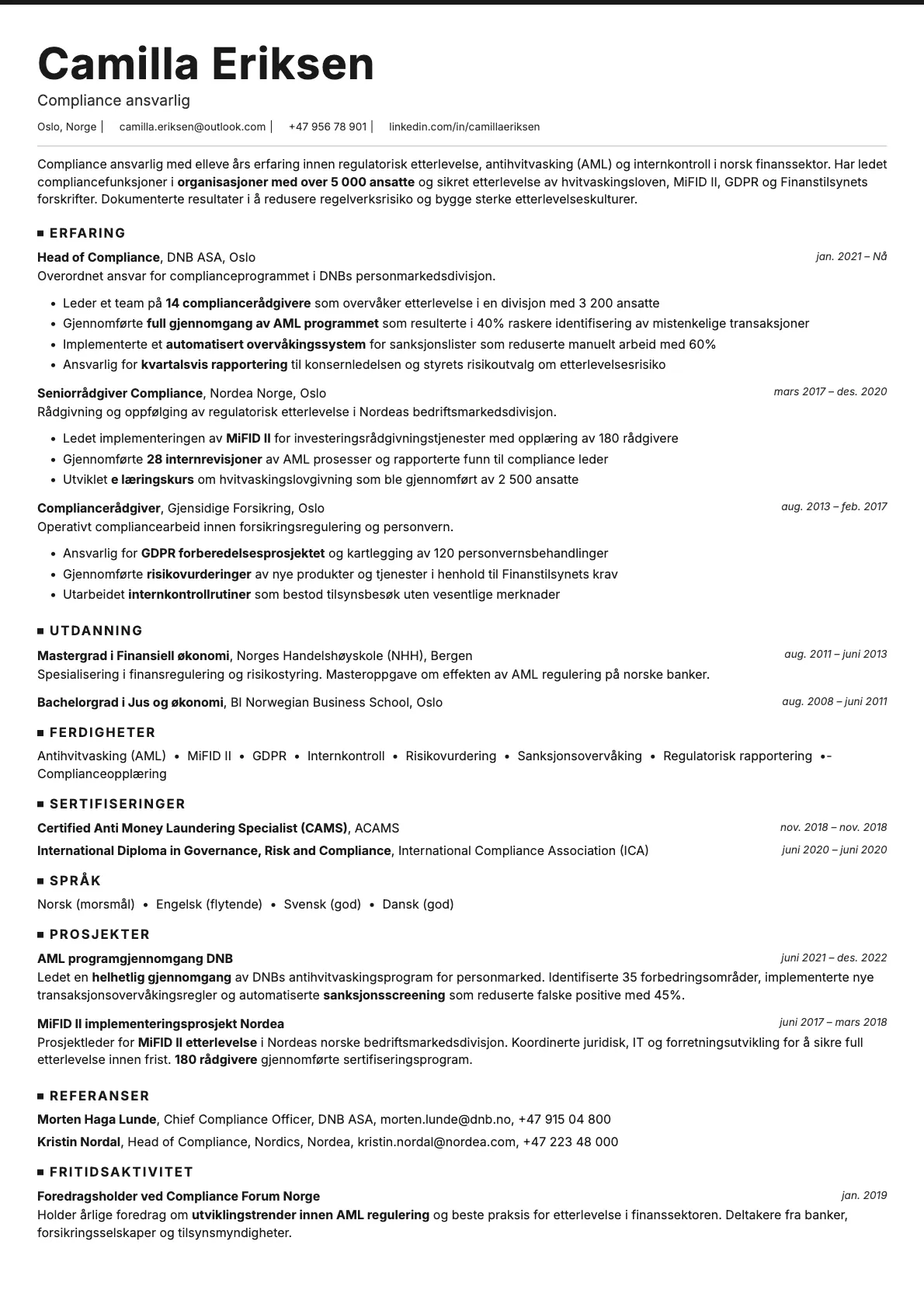 Graphite resume template preview