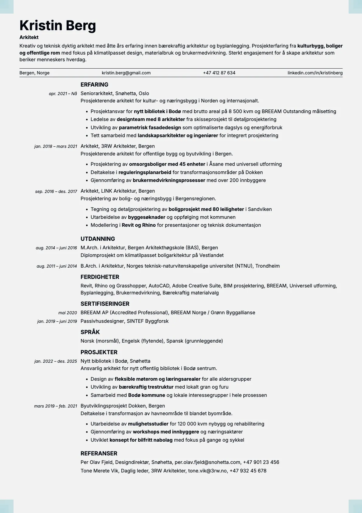 Marble resume template preview