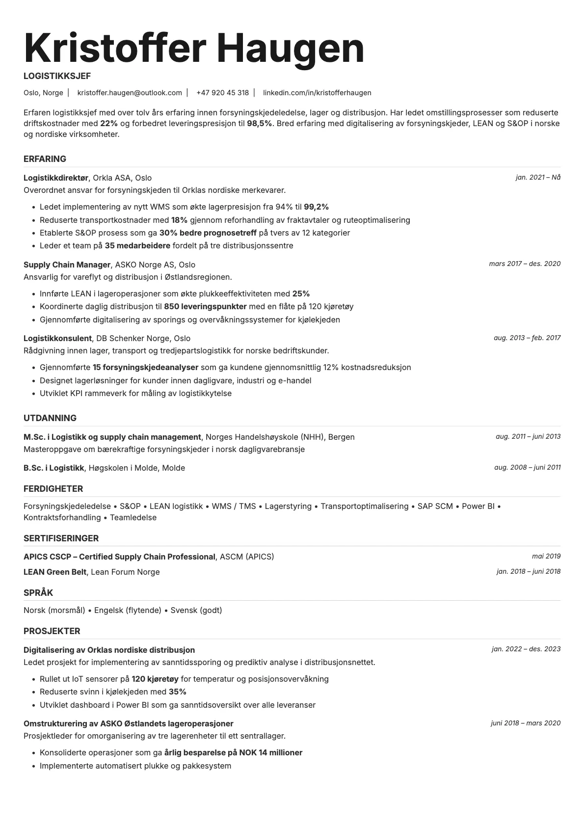 Platinum resume template preview