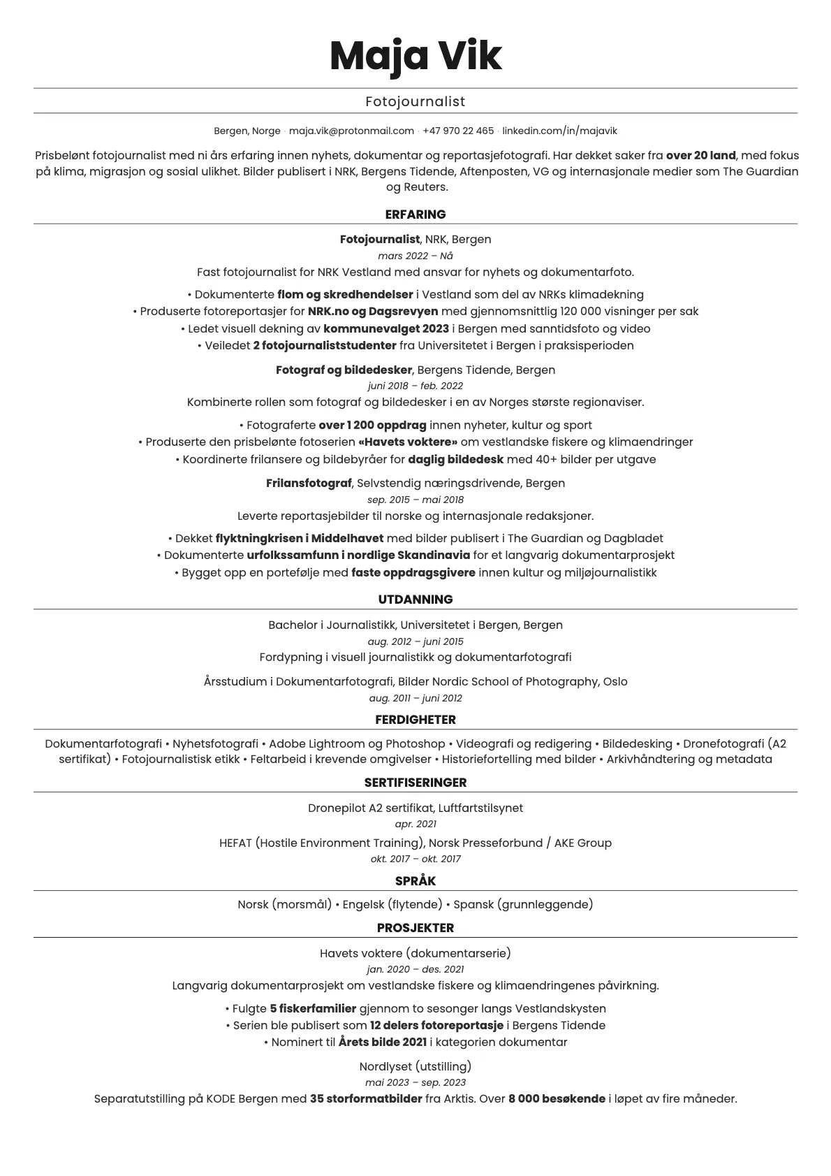 Quartz resume template preview