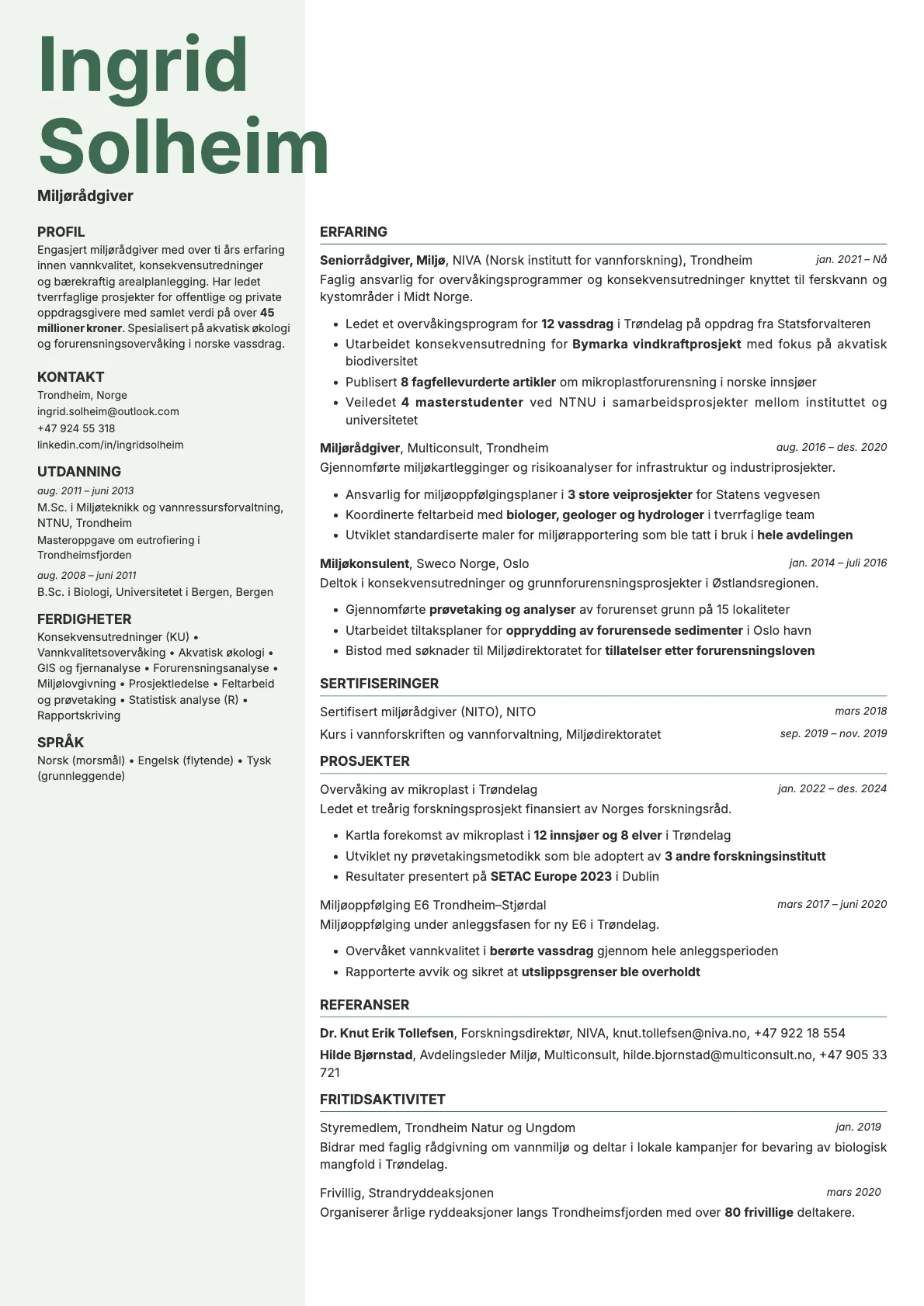 Sage resume template preview