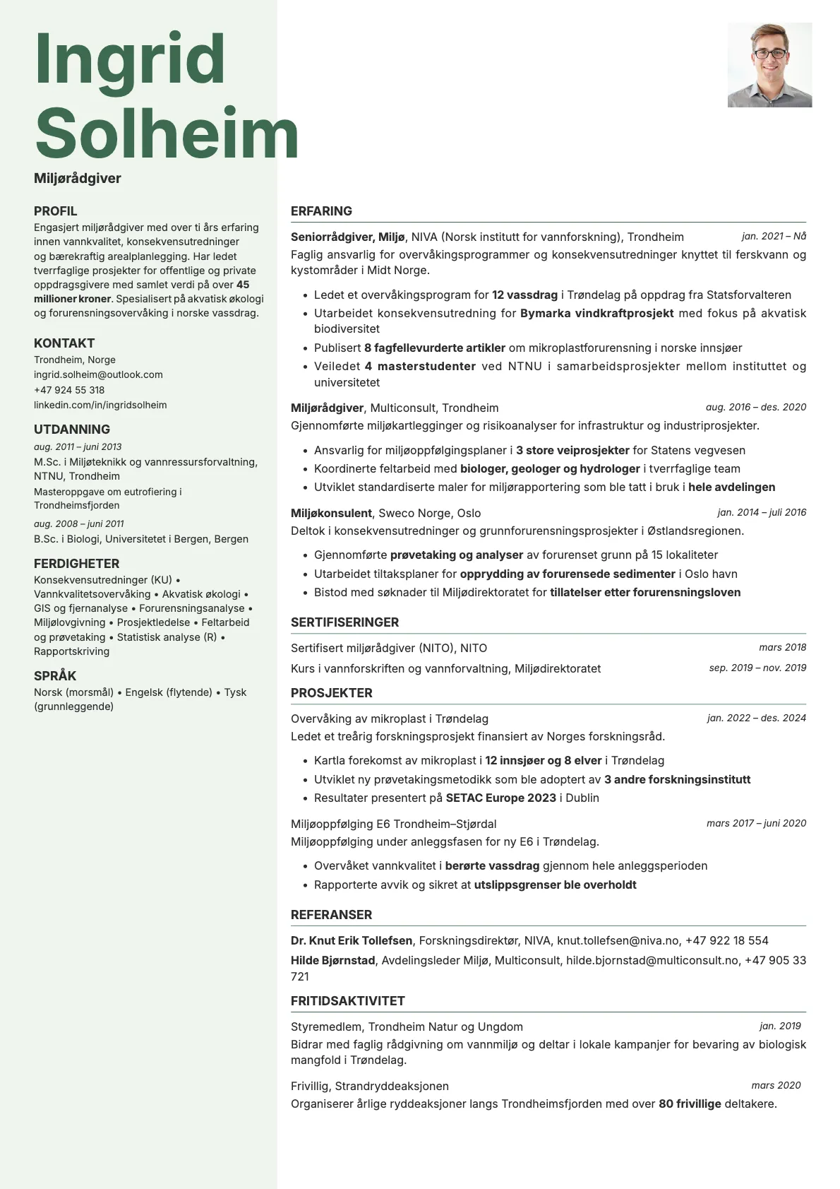 Sage Photo resume template preview