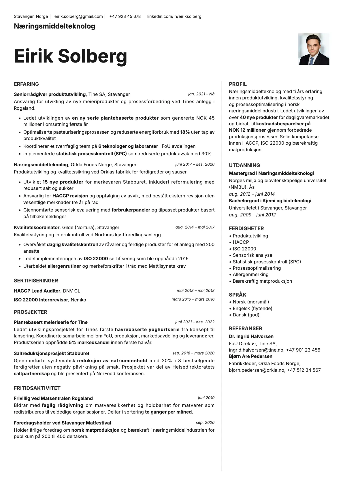 Sapphire Photo resume template preview