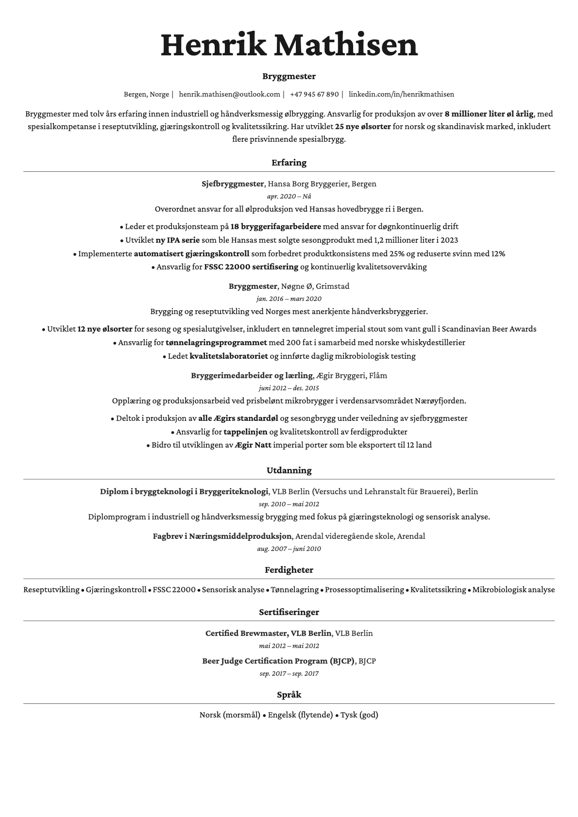 Topaz resume template preview