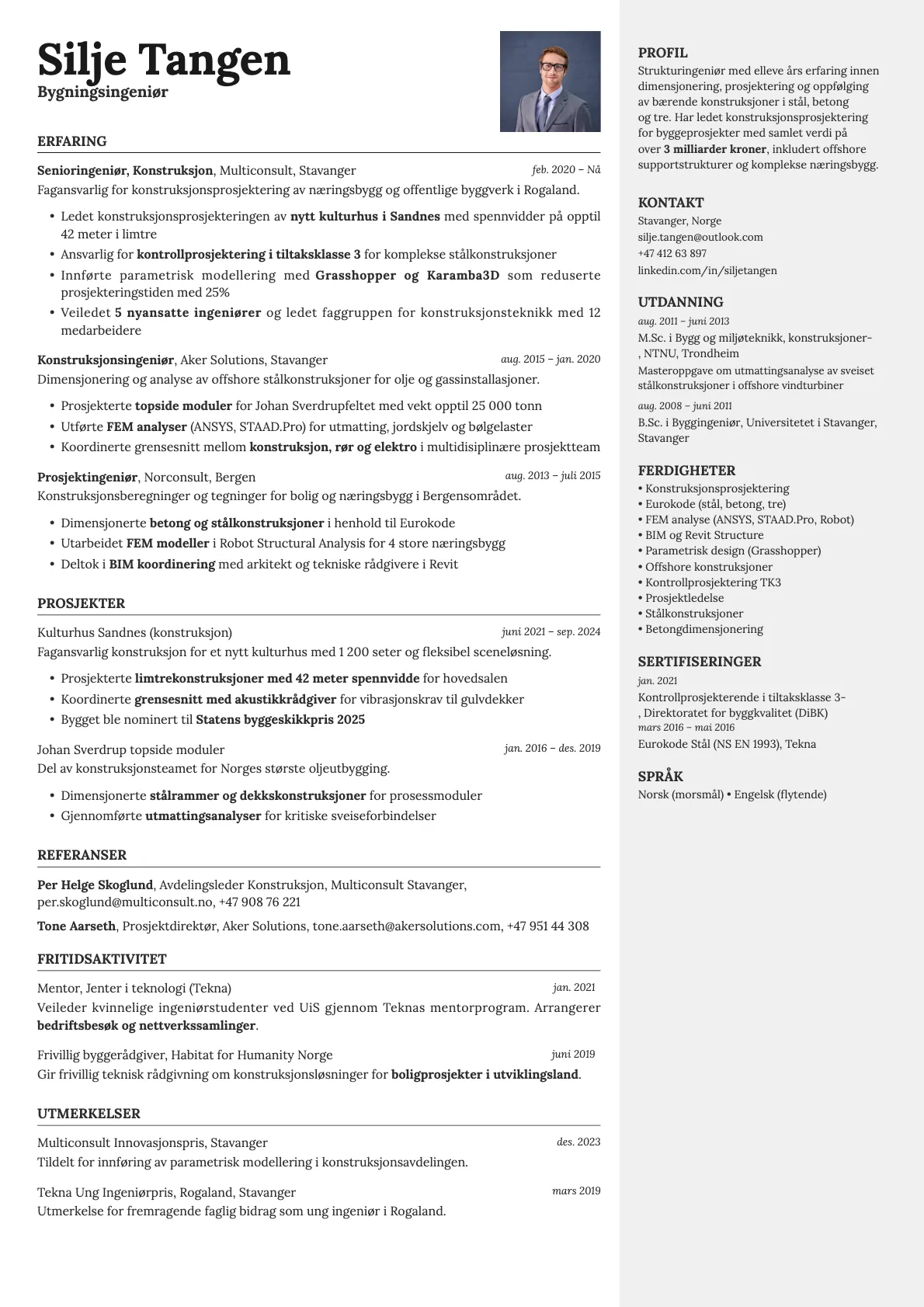 Vanta Photo resume template preview