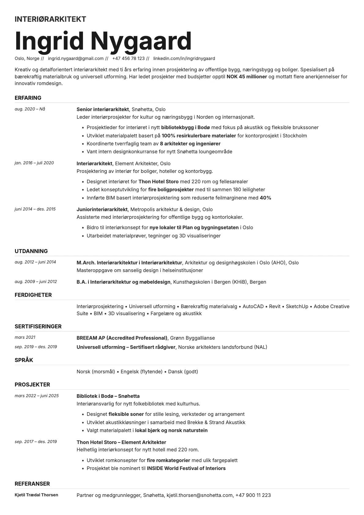 Zinc resume template preview