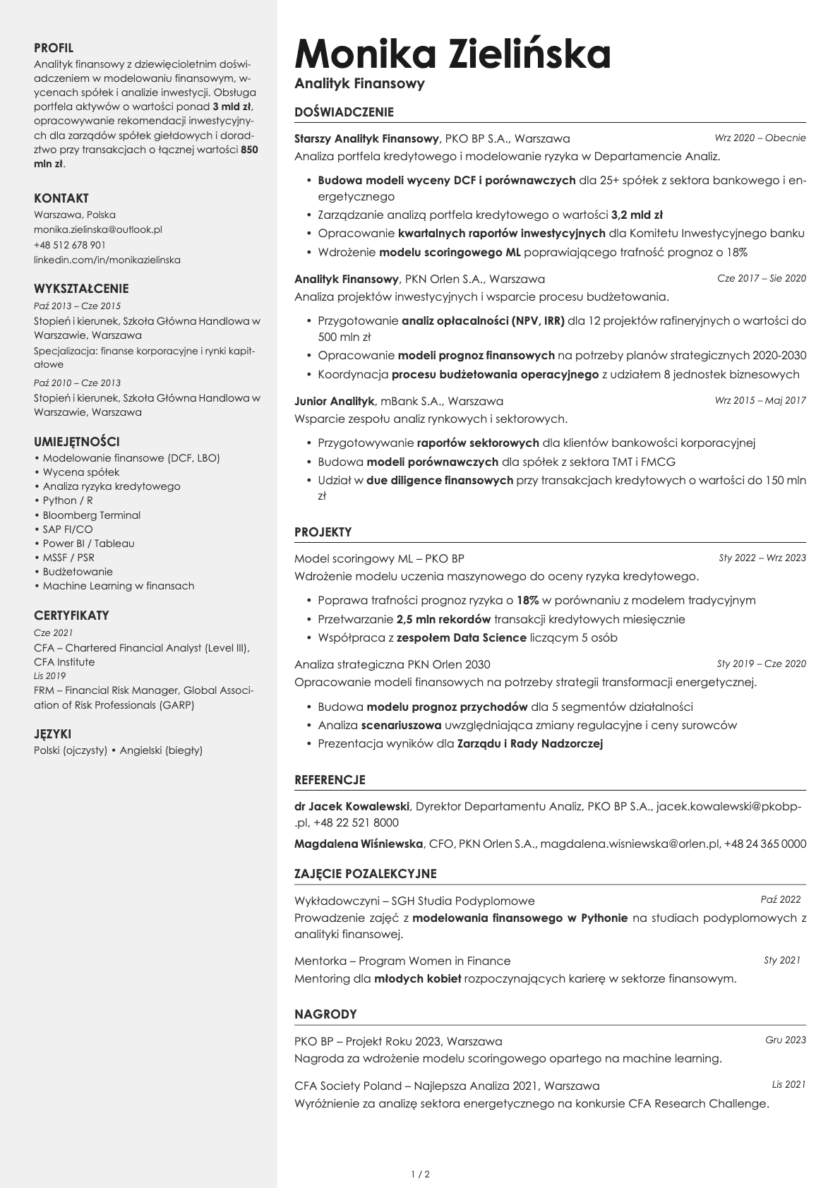 Aurum resume template preview