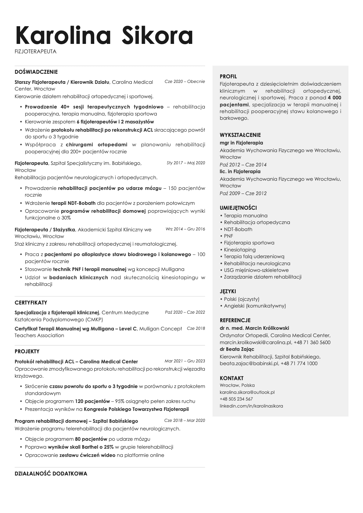 Bronze resume template preview