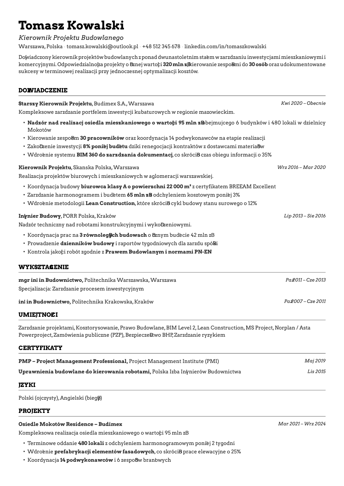 Emerald resume template preview
