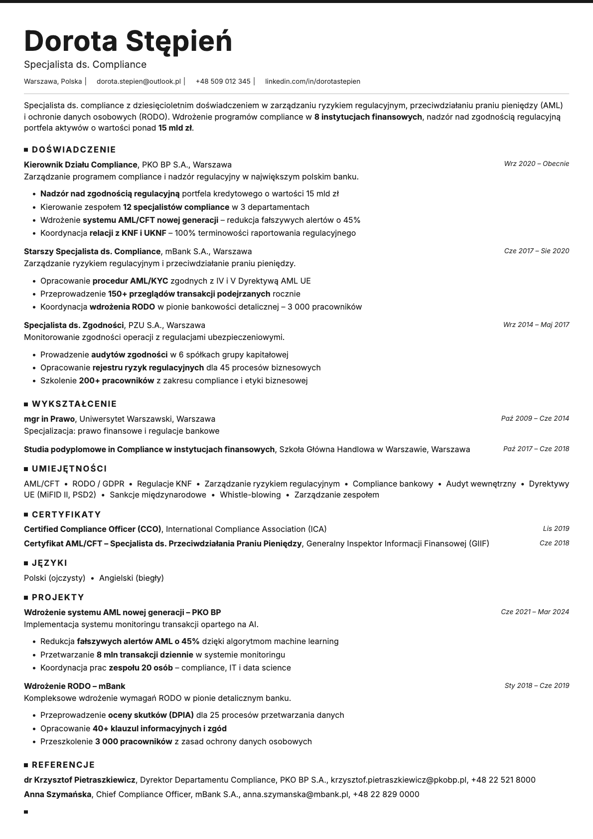 Graphite resume template preview