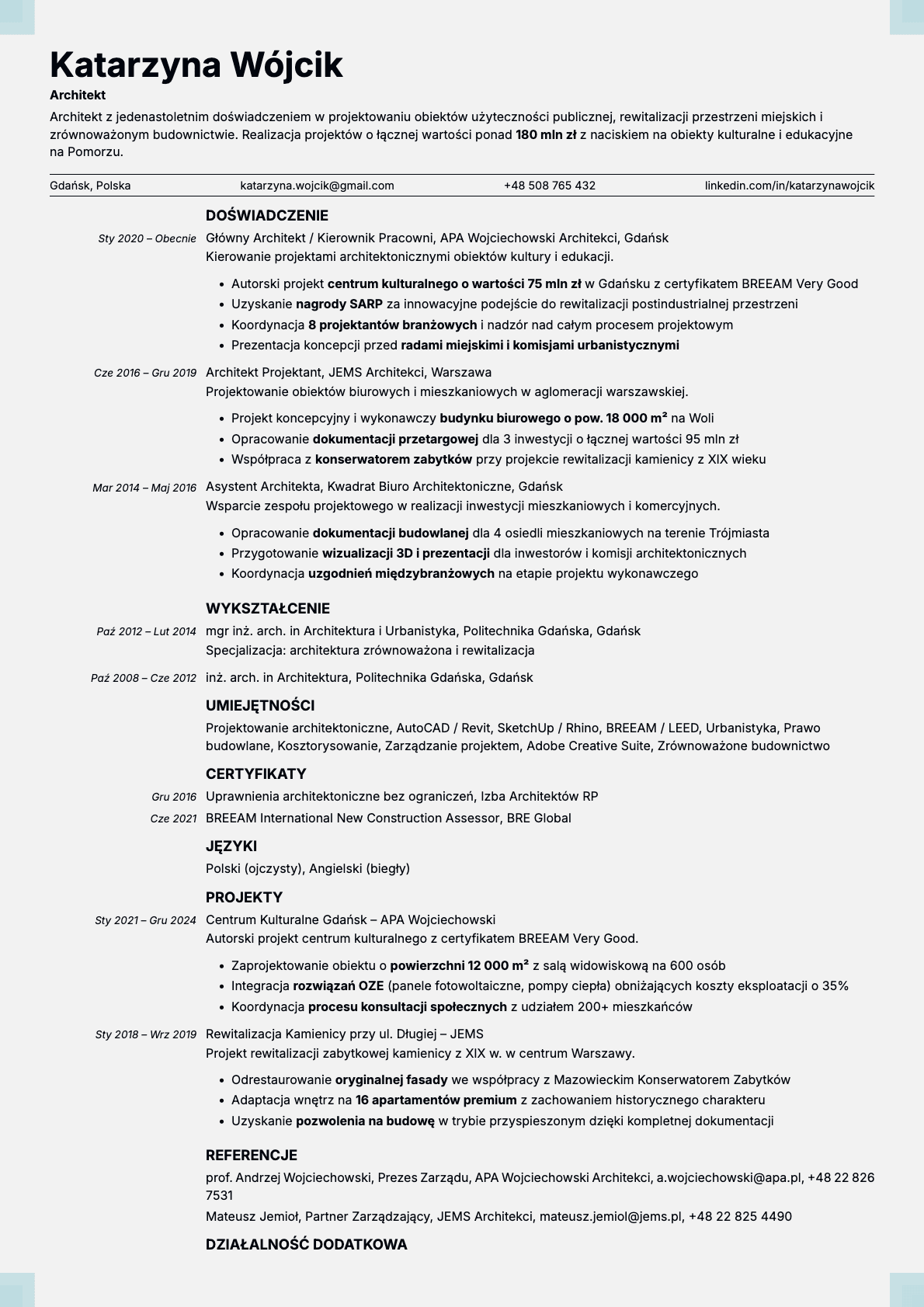 Marble resume template preview