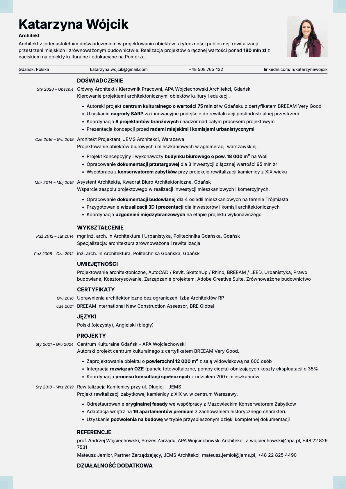 Marble Photo resume template preview