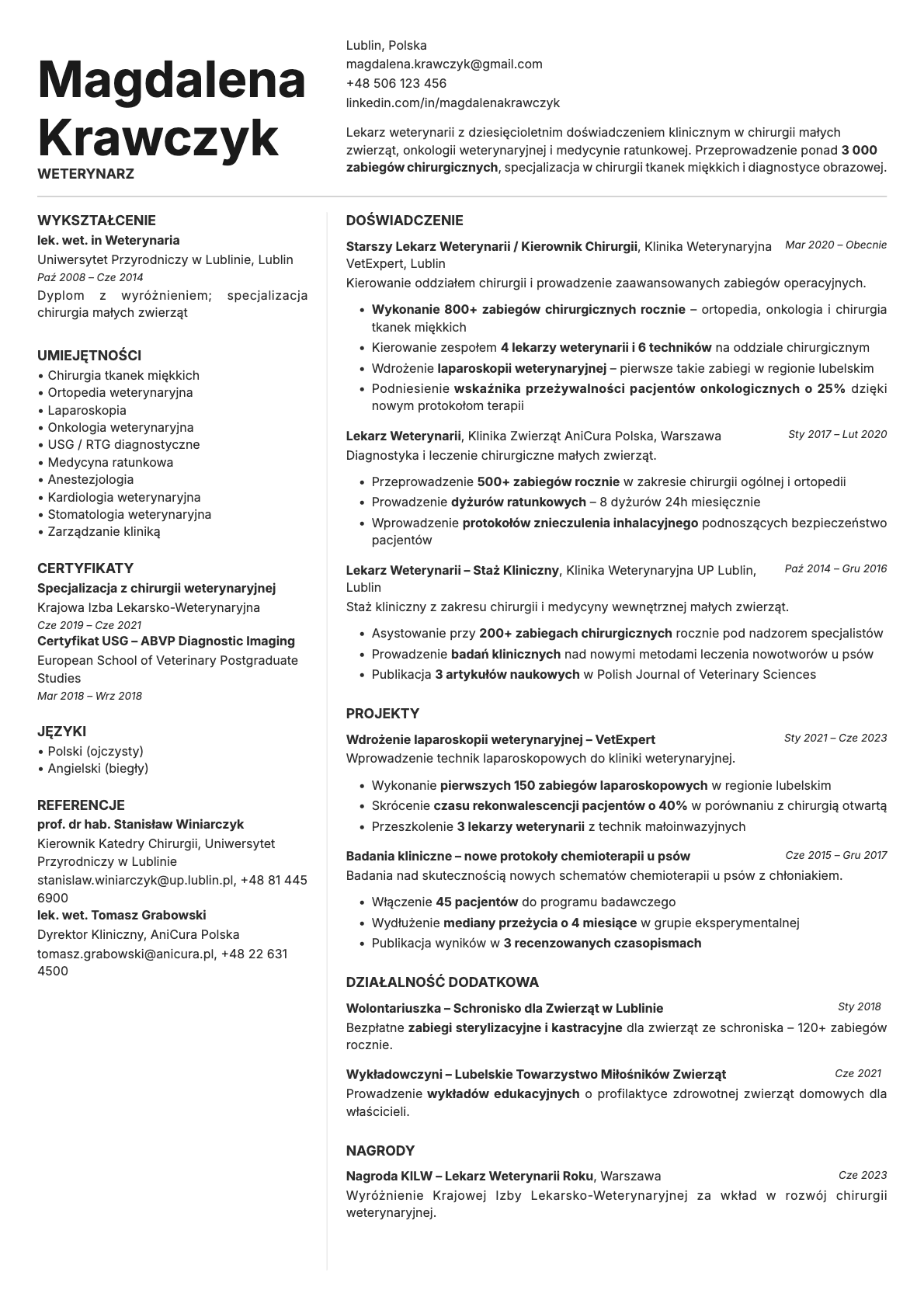 Obsidian resume template preview