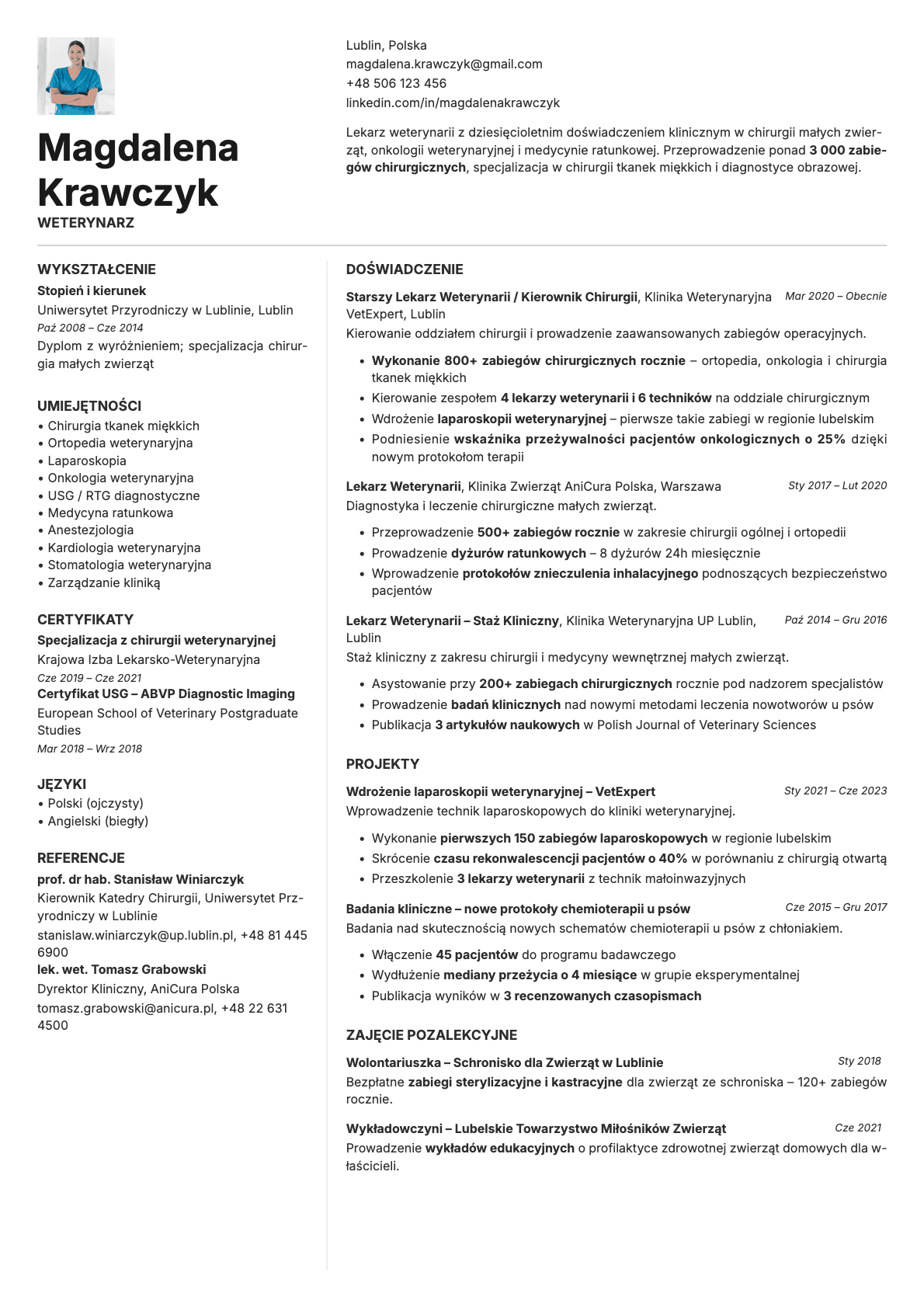 Obsidian Photo resume template preview
