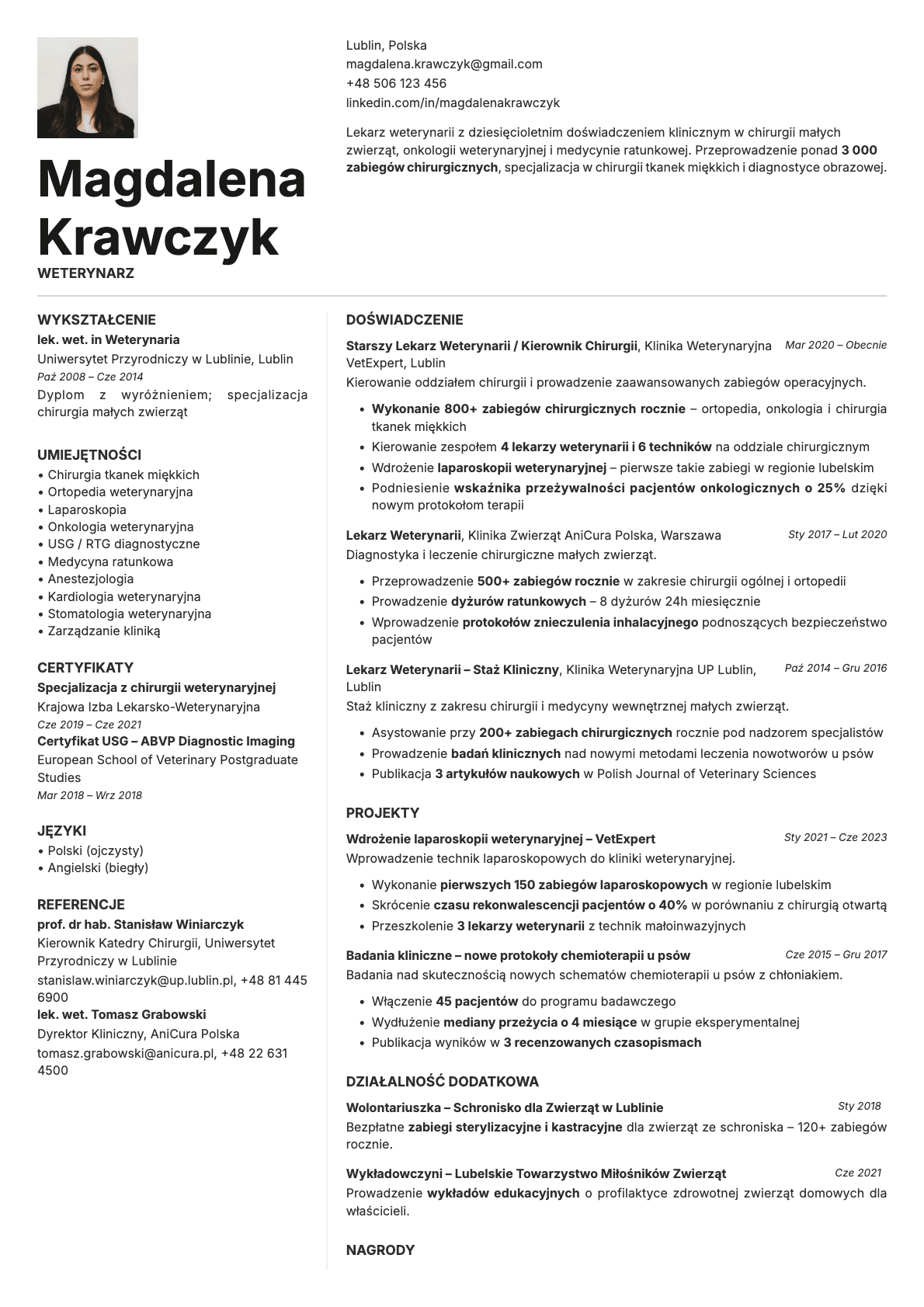 Obsidian Photo resume template preview