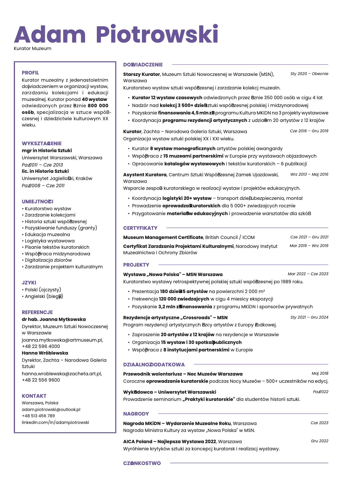 Opal resume template preview