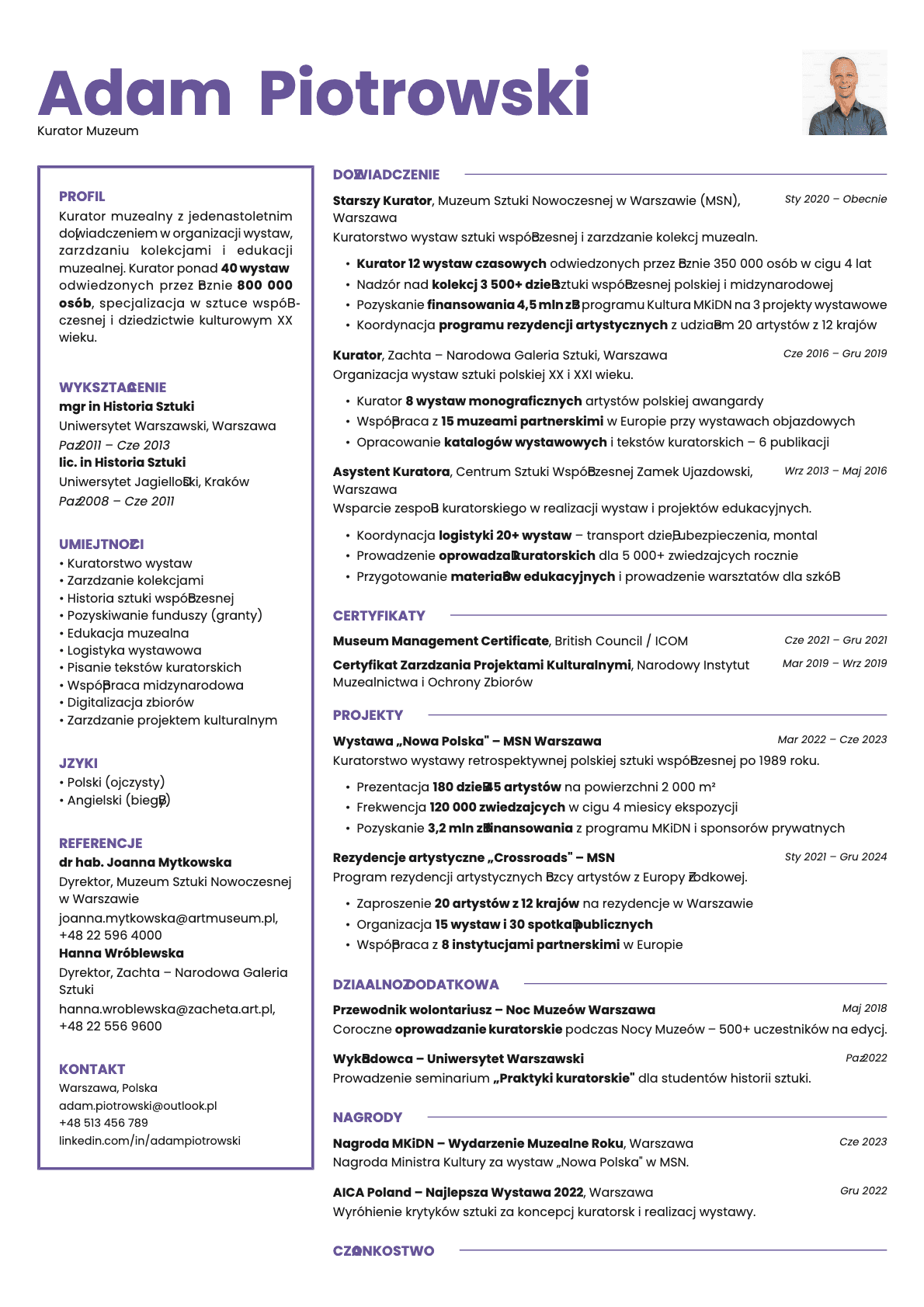 Opal Photo resume template preview