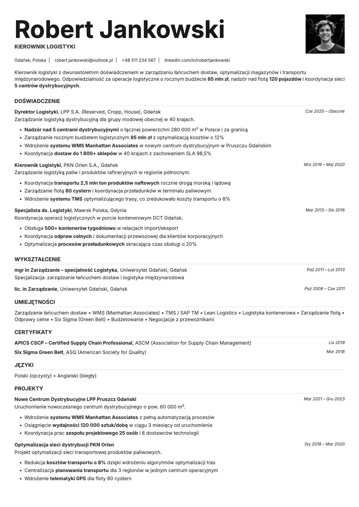 Platinum Photo resume template preview