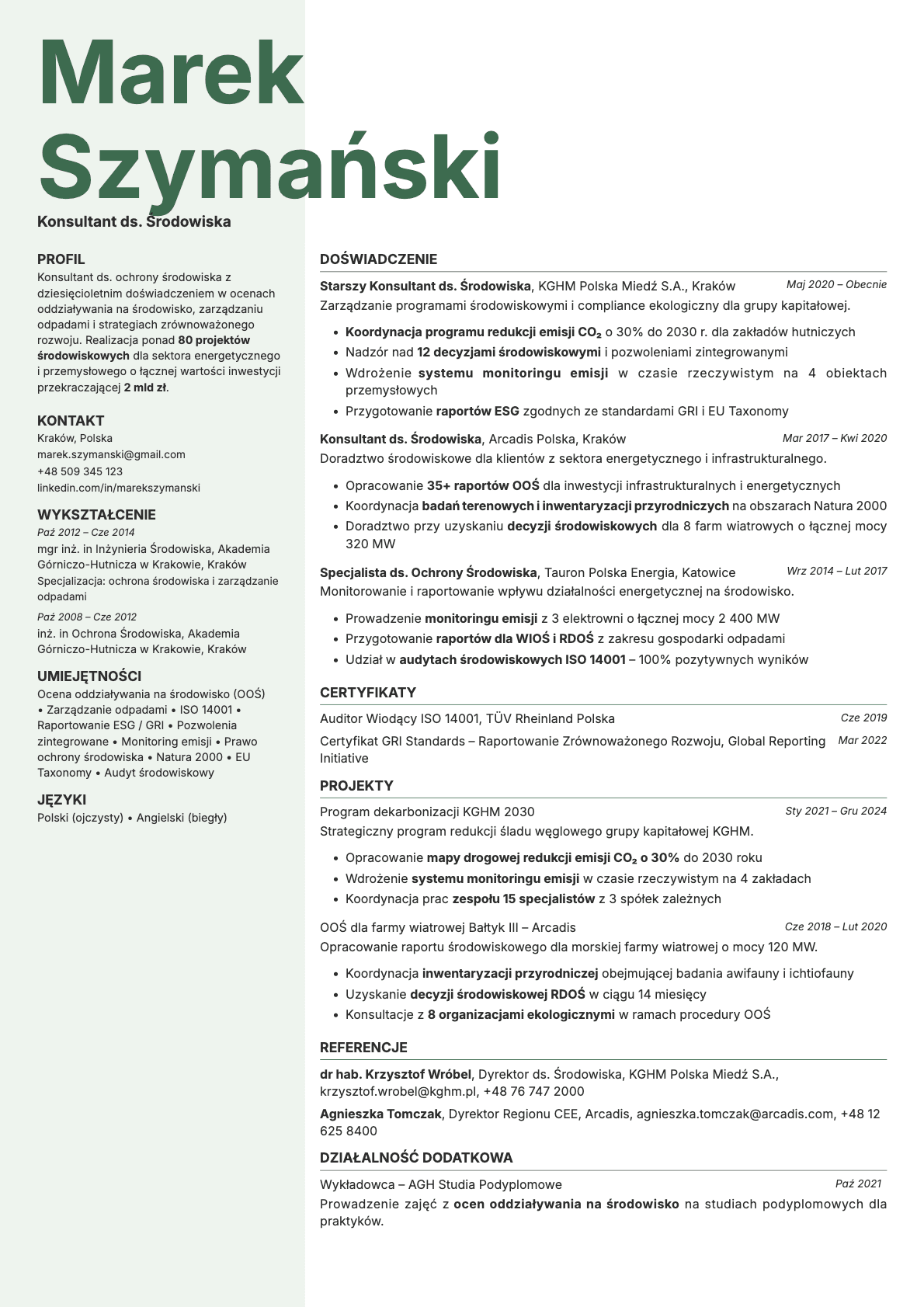 Sage resume template preview