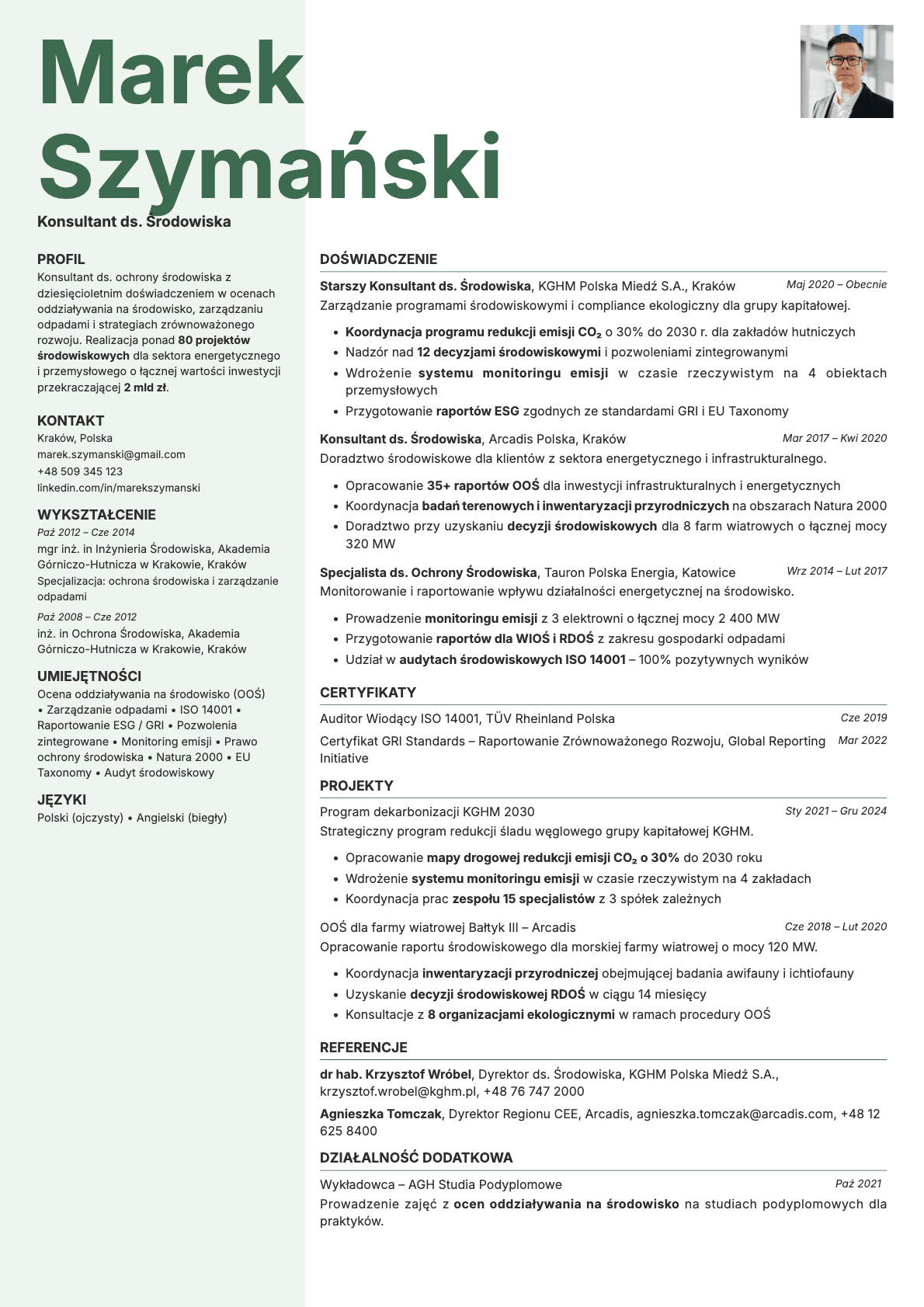 Sage Photo resume template preview