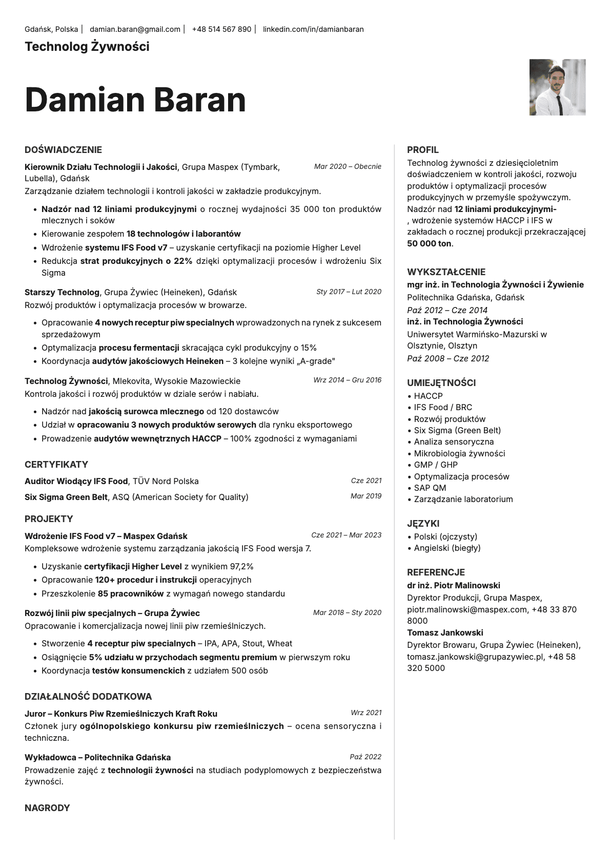 Sapphire Photo resume template preview