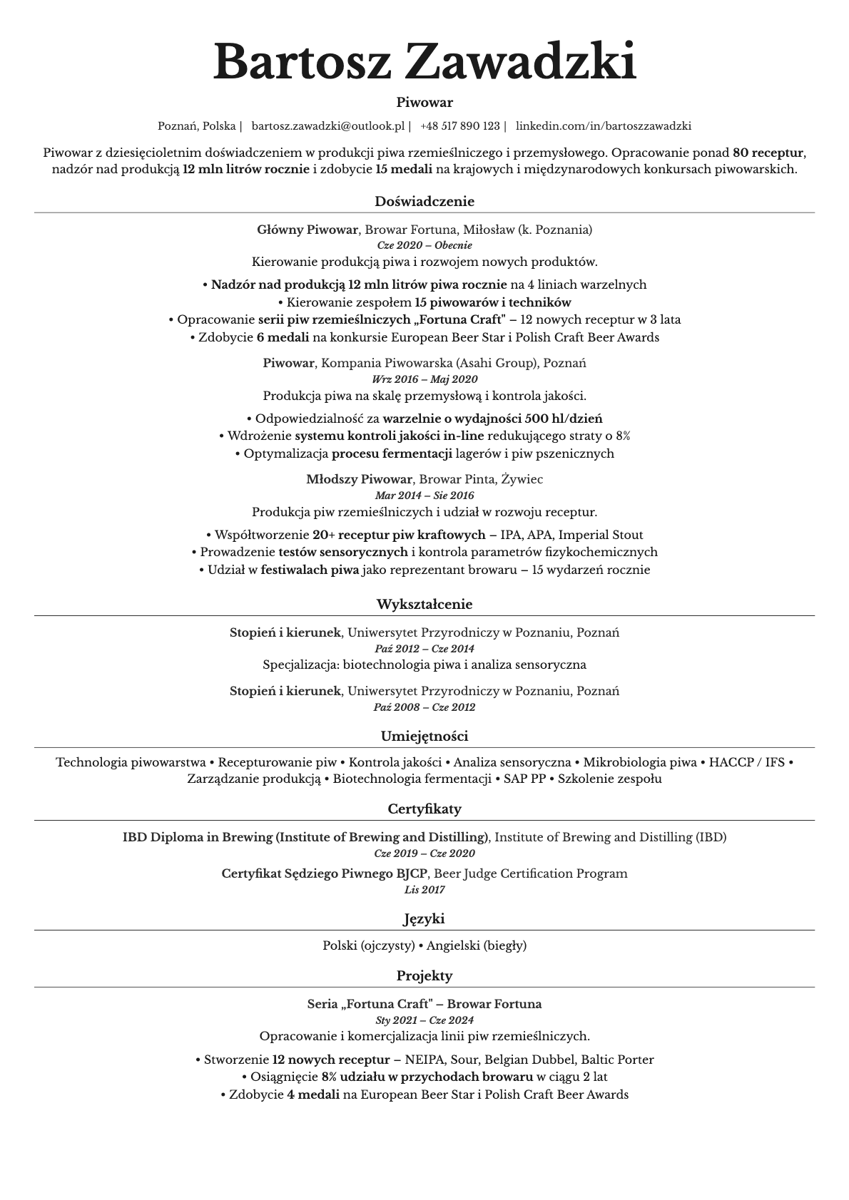 Topaz resume template preview