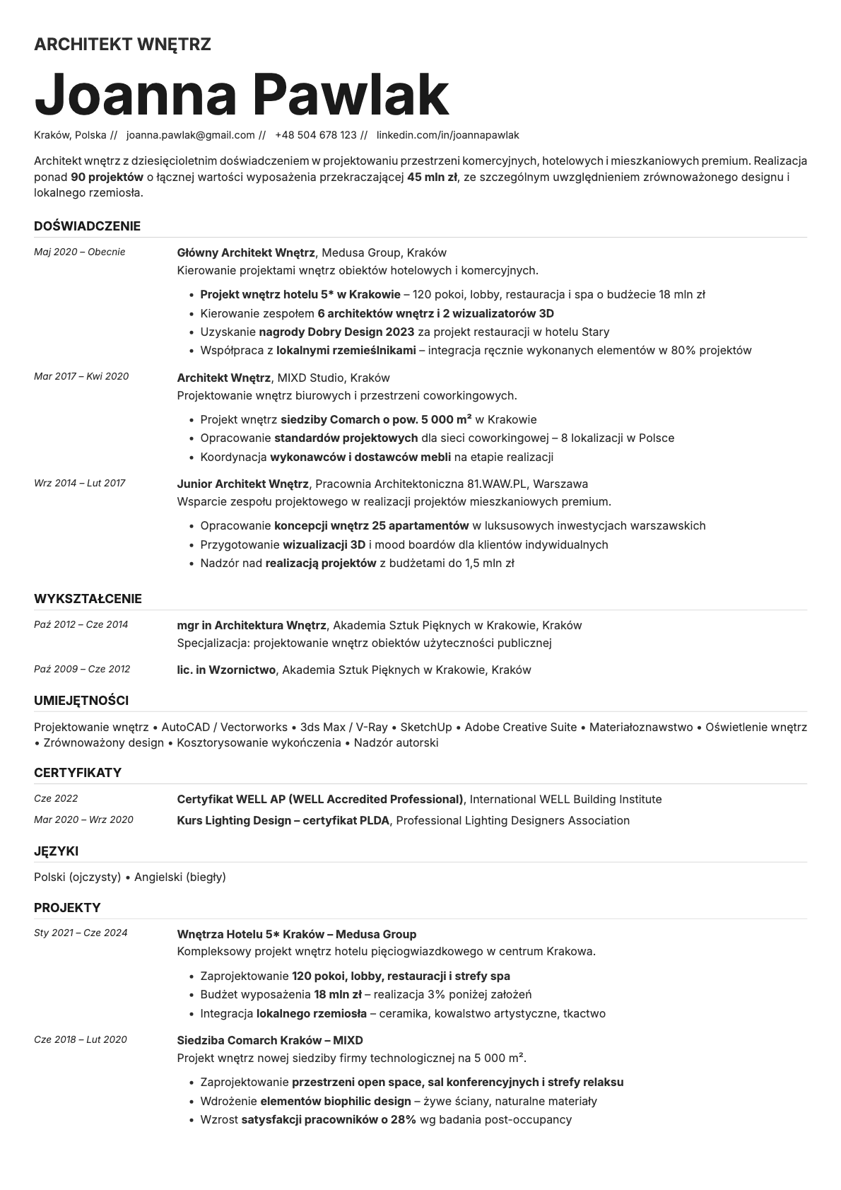 Zinc resume template preview