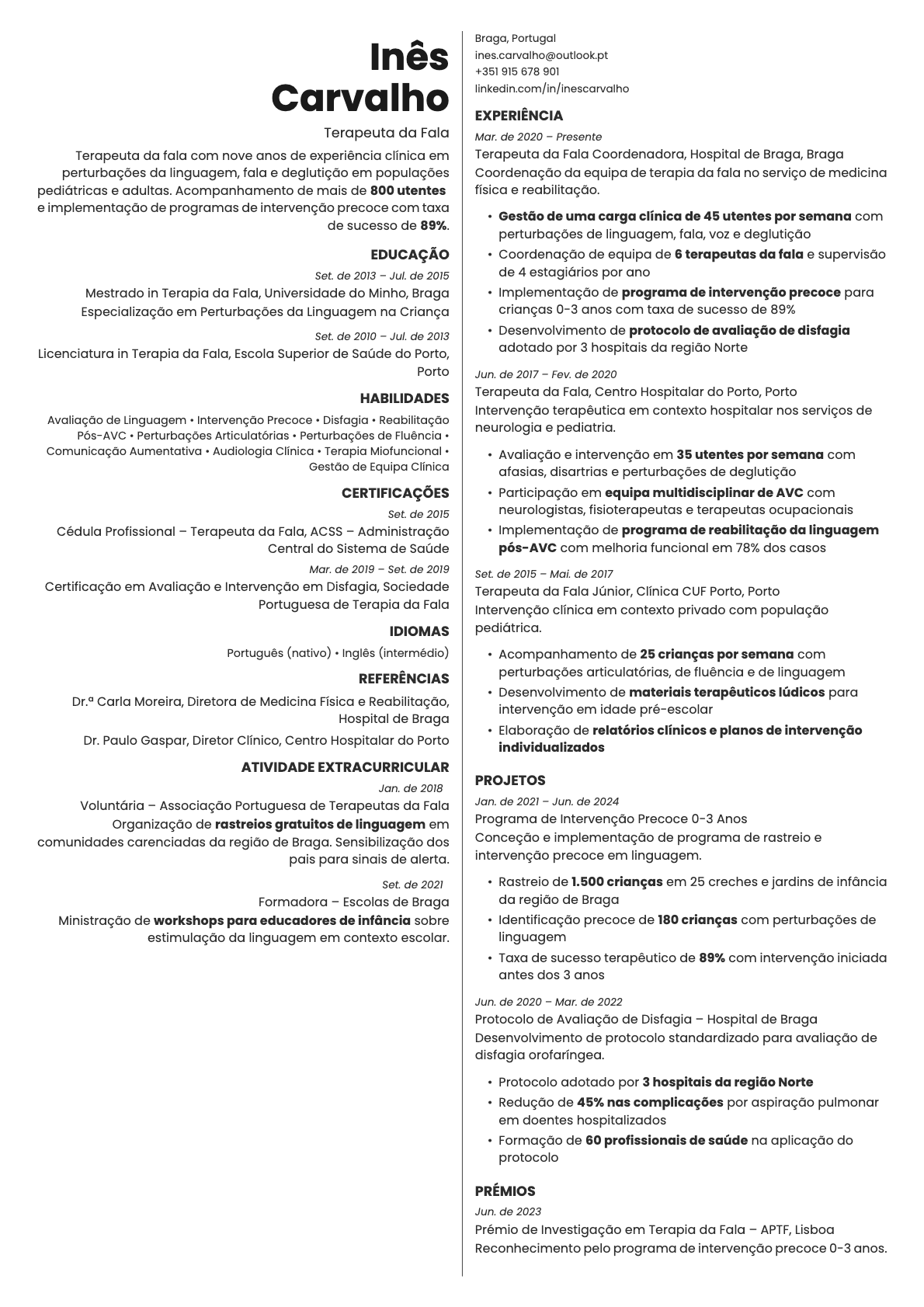 Amber resume template preview