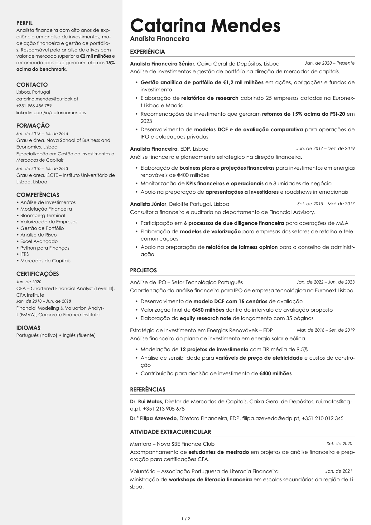 Aurum resume template preview