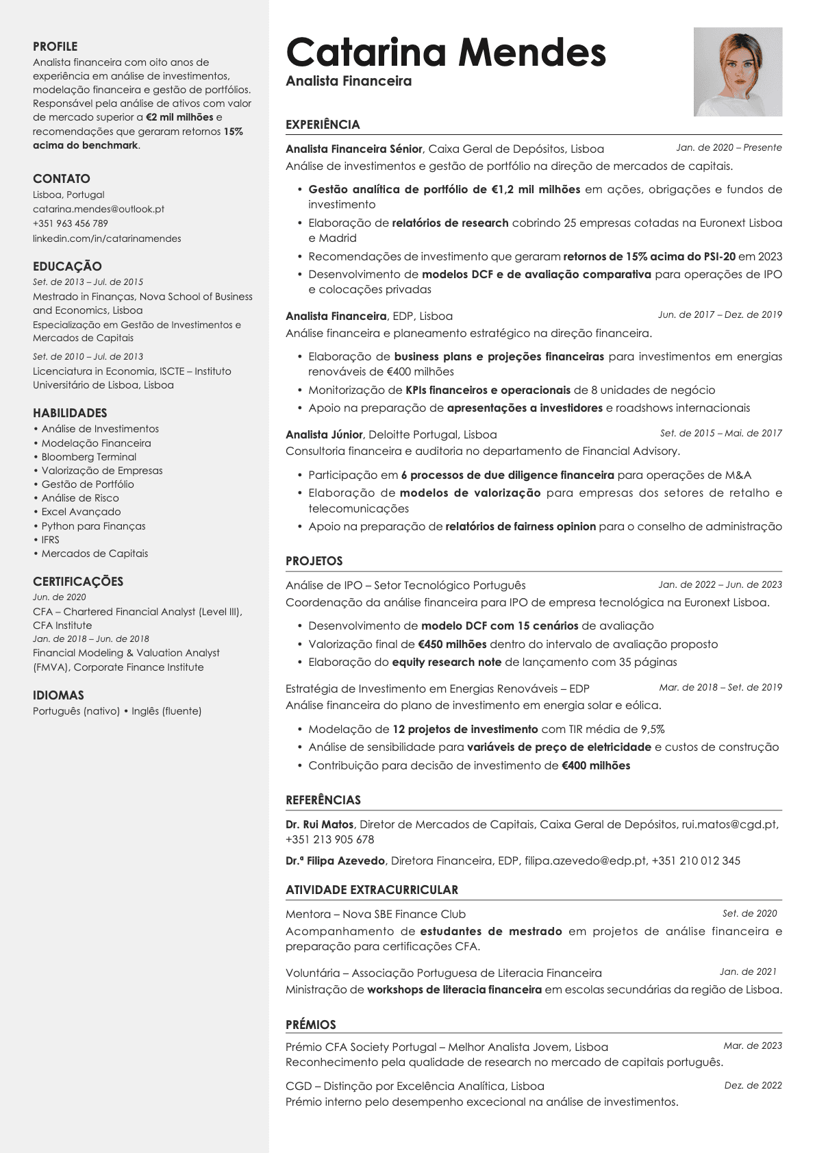 Aurum Photo resume template preview