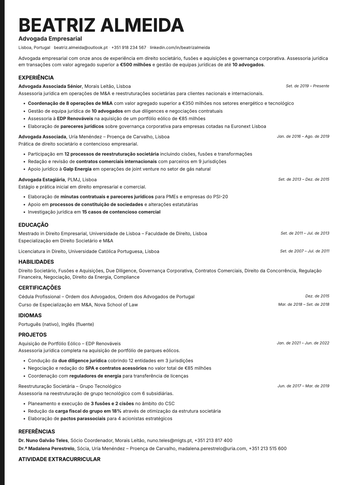 Bold Edge resume template preview