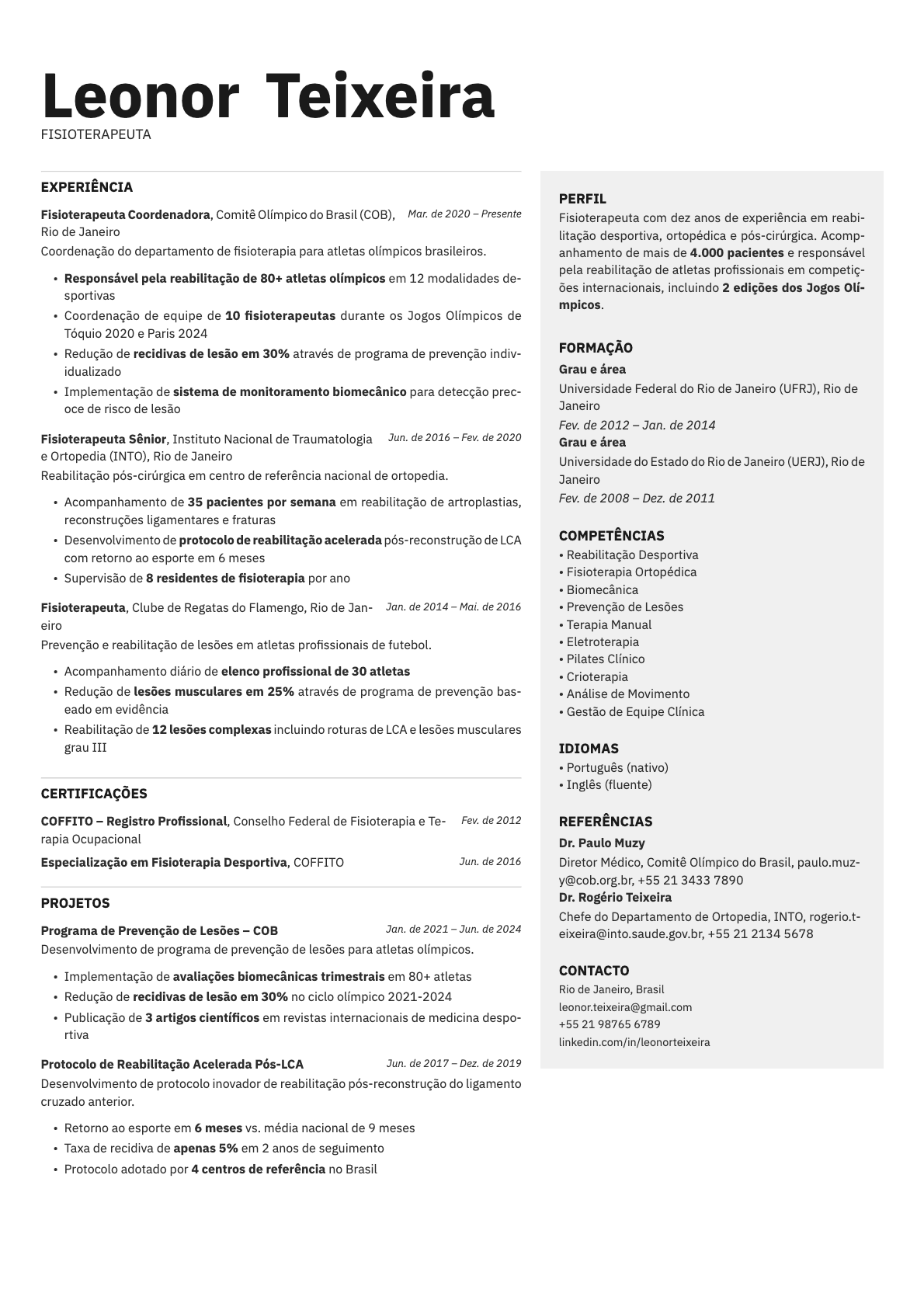 Bronze resume template preview