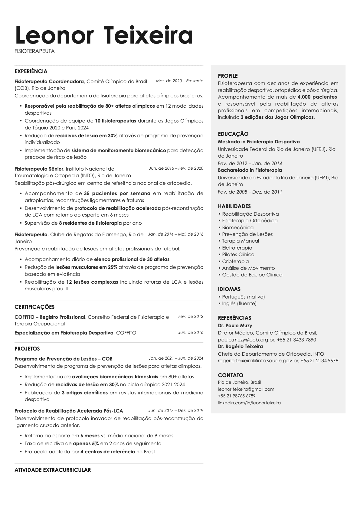 Bronze resume template preview