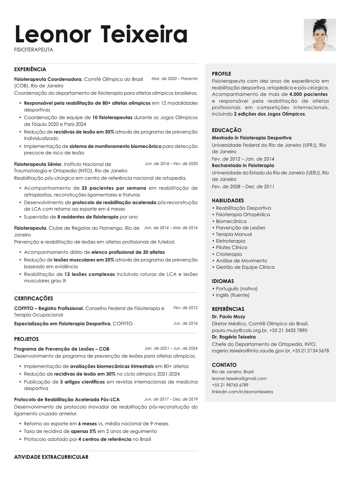 Bronze Photo resume template preview