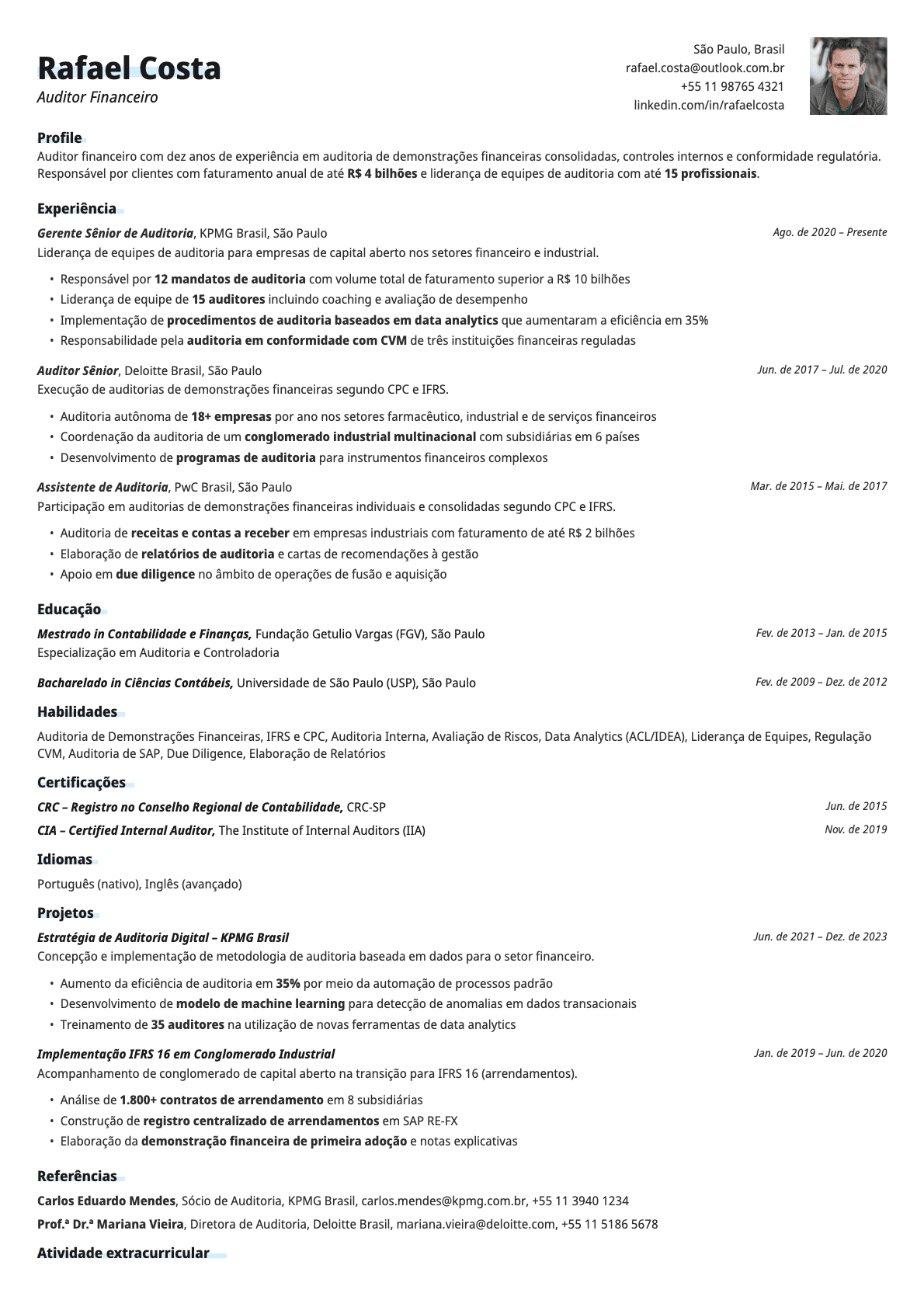 Copper Photo resume template preview