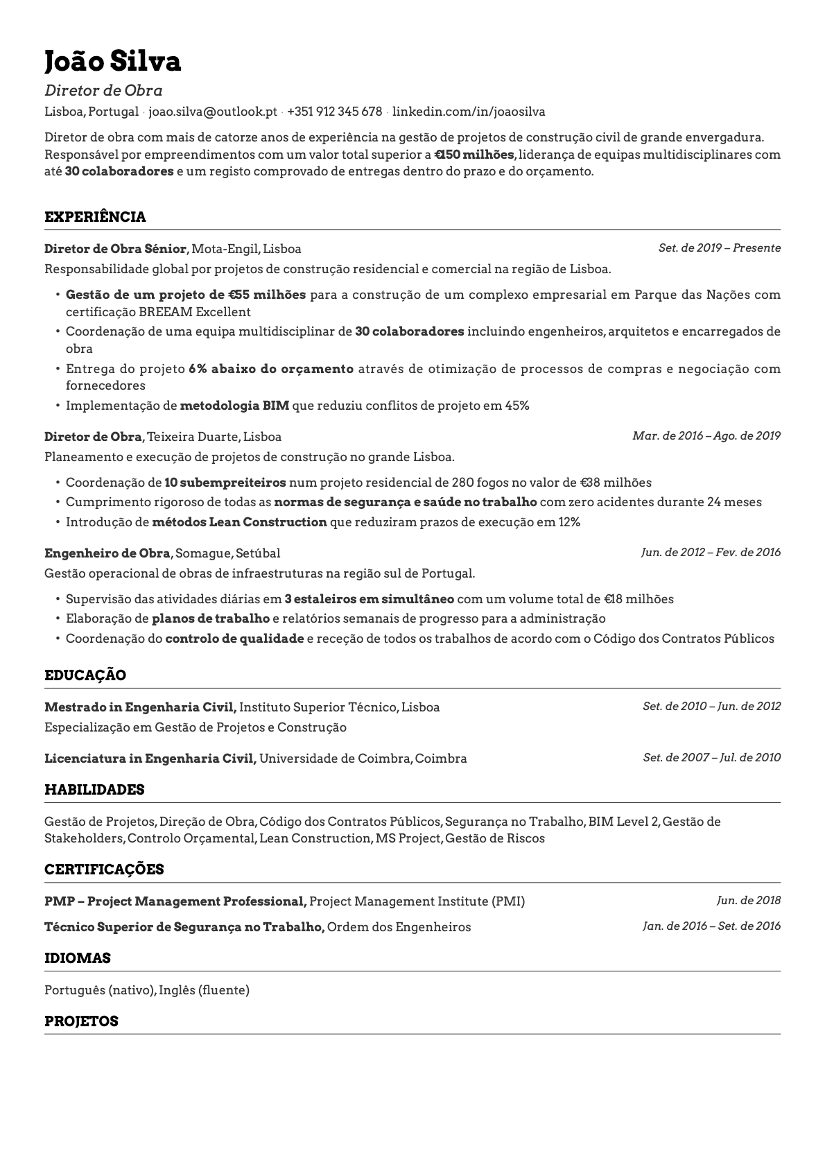 Emerald resume template preview