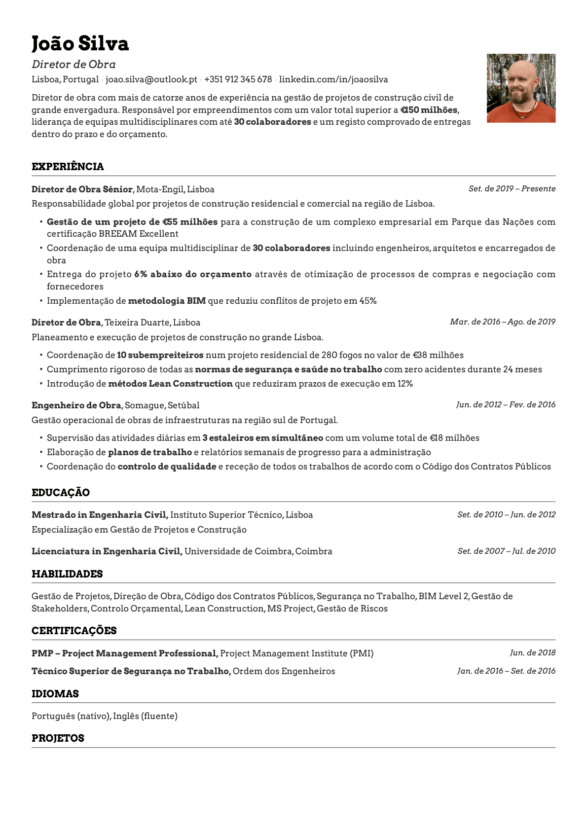 Emerald Photo resume template preview