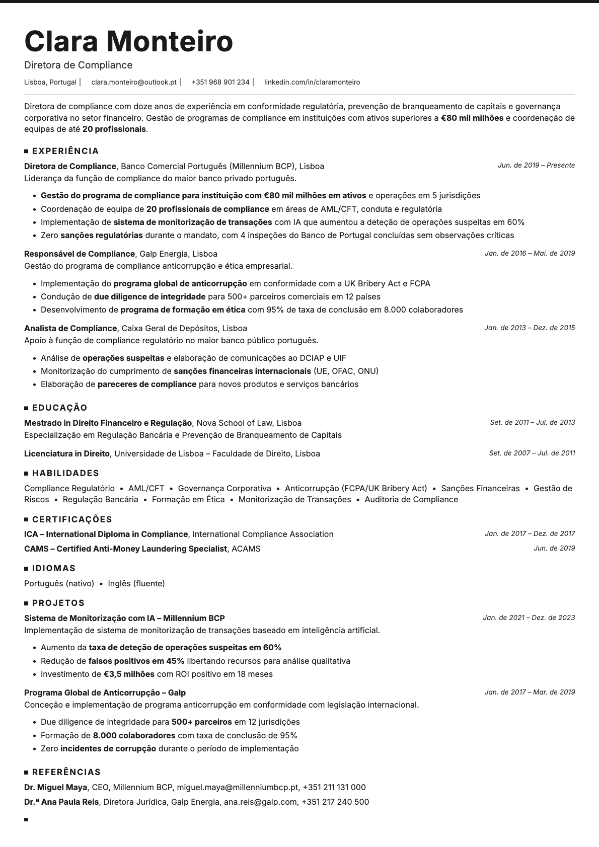 Graphite resume template preview