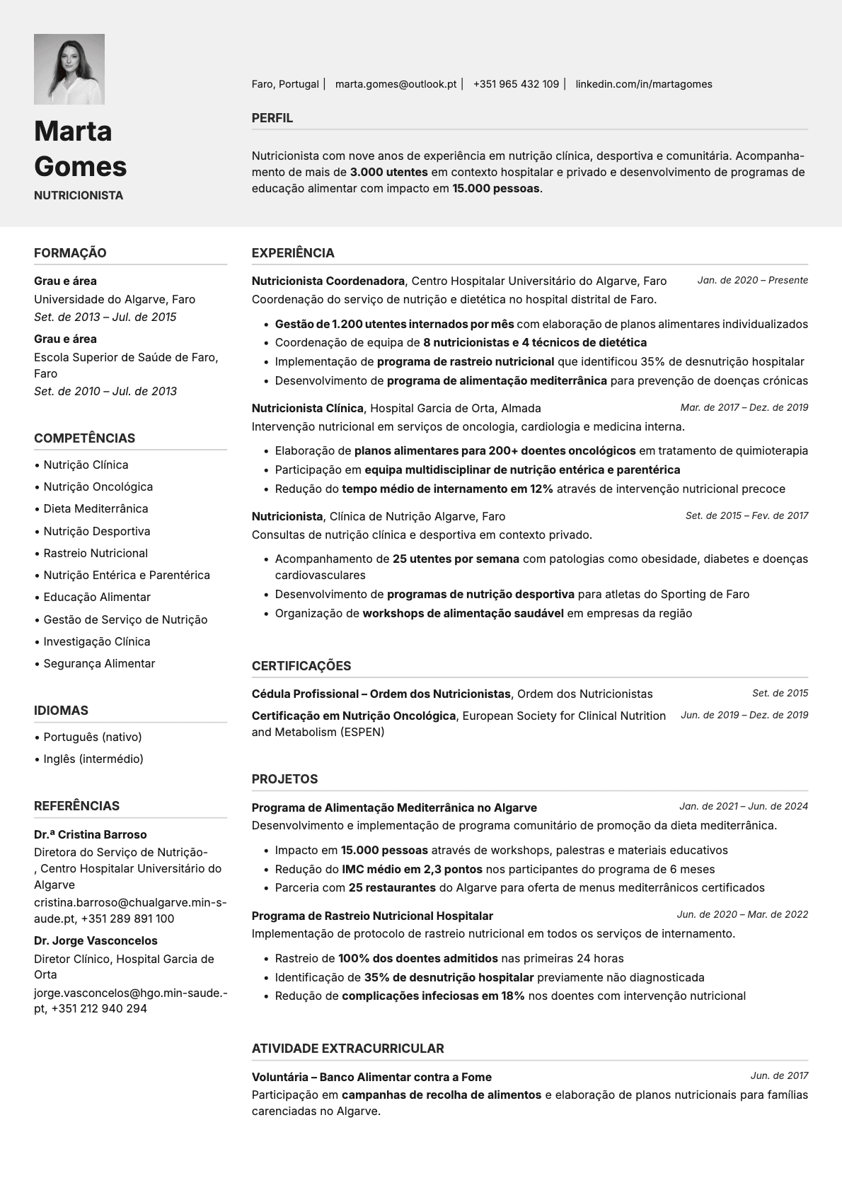 Limestone Photo resume template preview