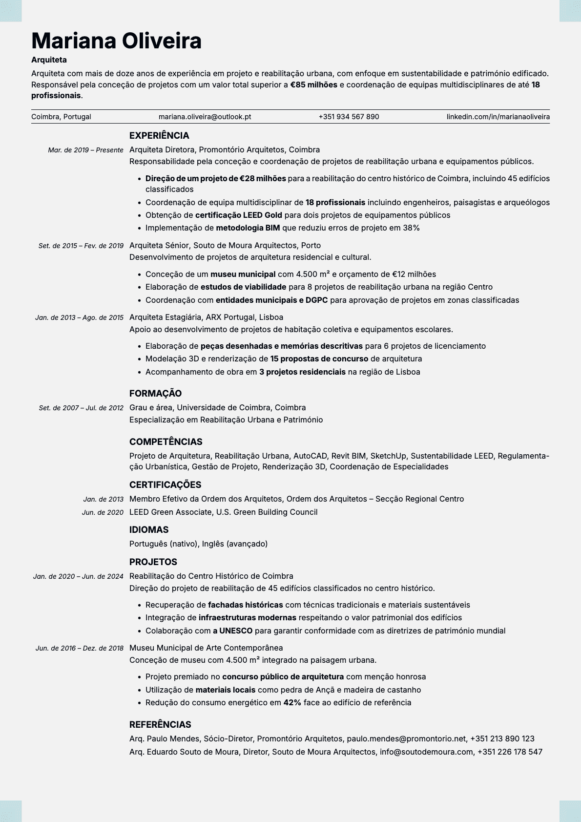 Marble resume template preview