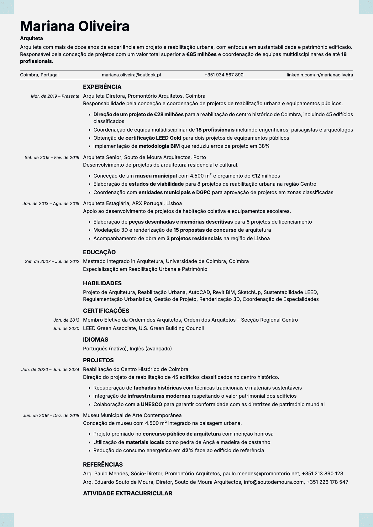 Marble resume template preview