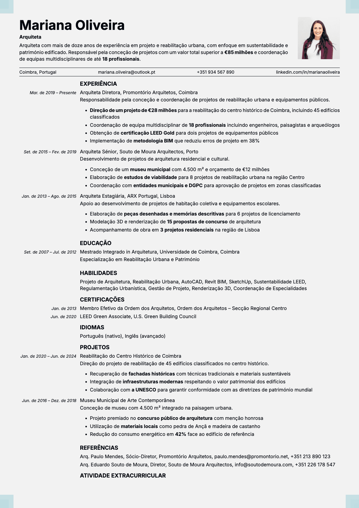 Marble Photo resume template preview