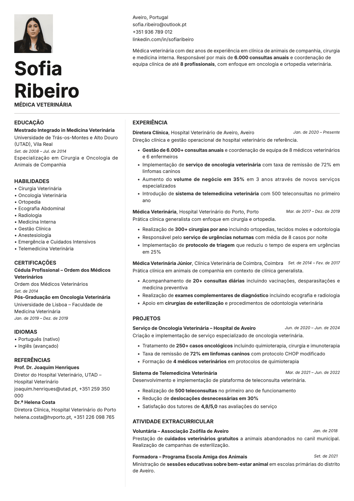 Obsidian Photo resume template preview