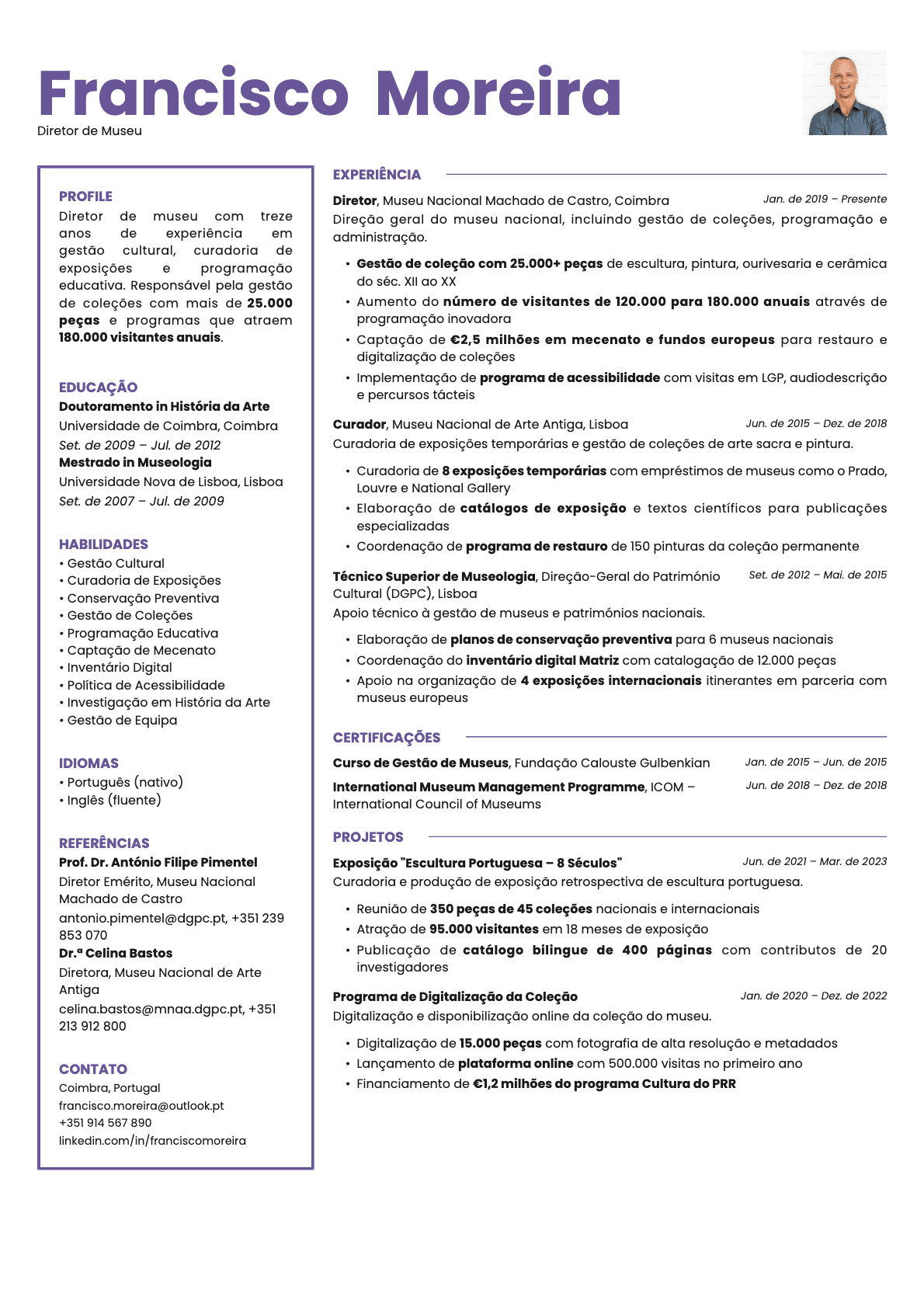 Opal Photo resume template preview