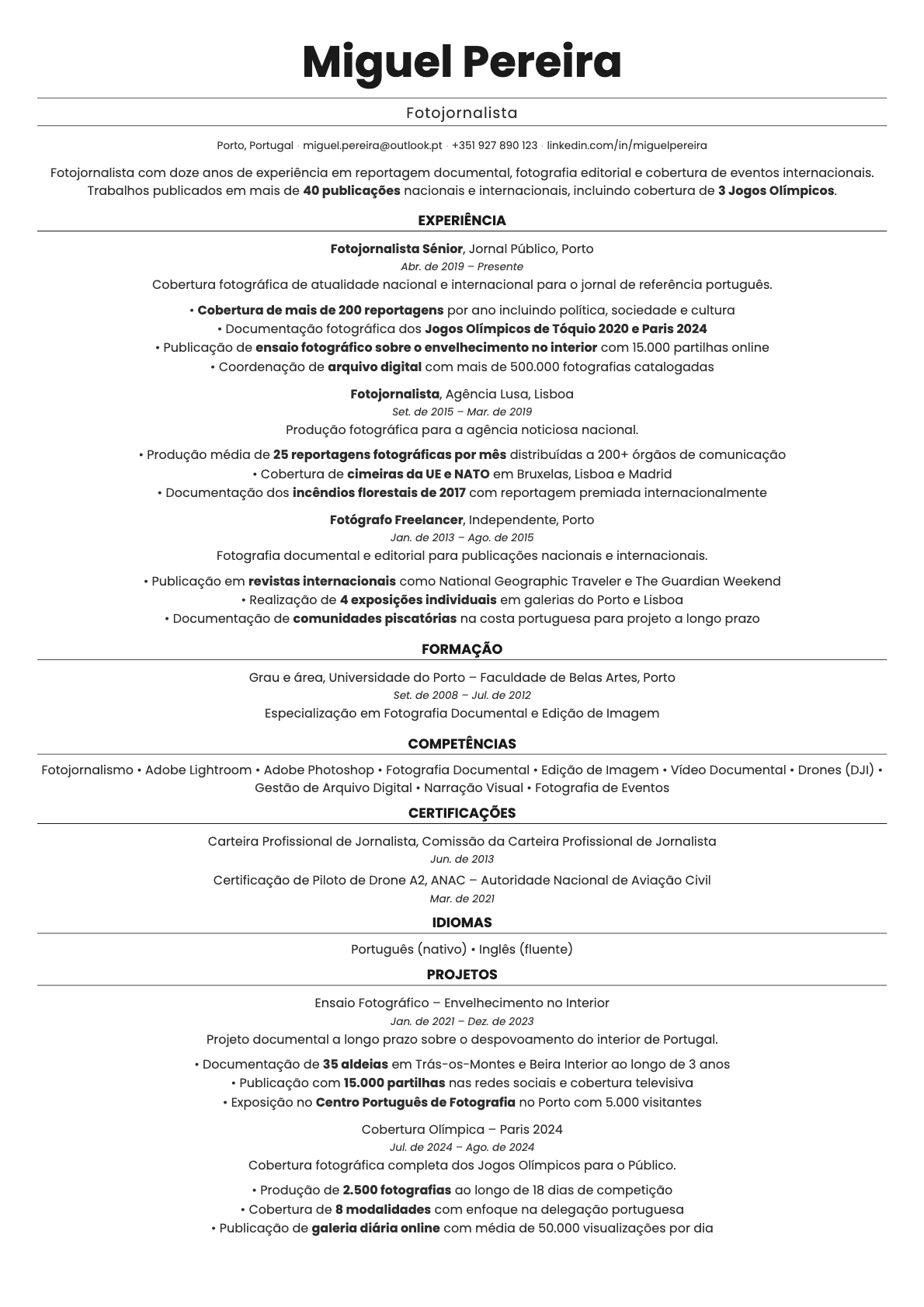 Quartz resume template preview