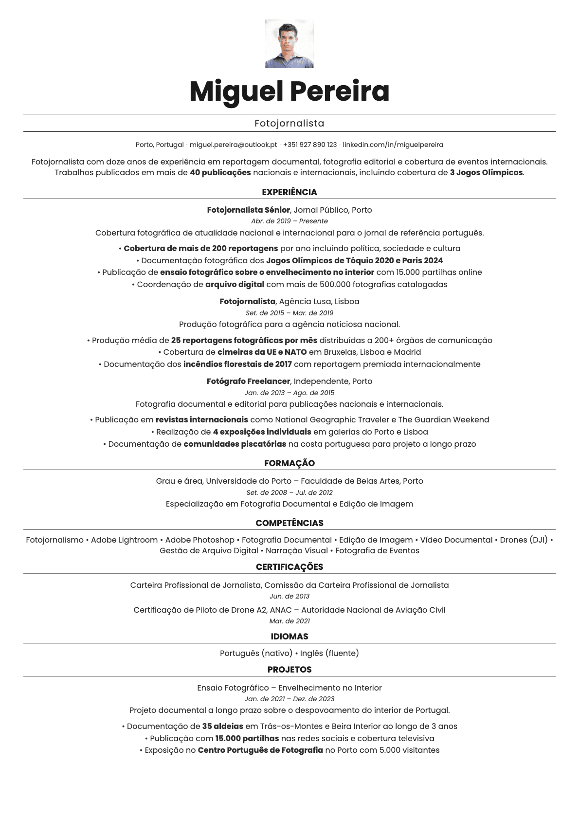 Quartz Photo resume template preview
