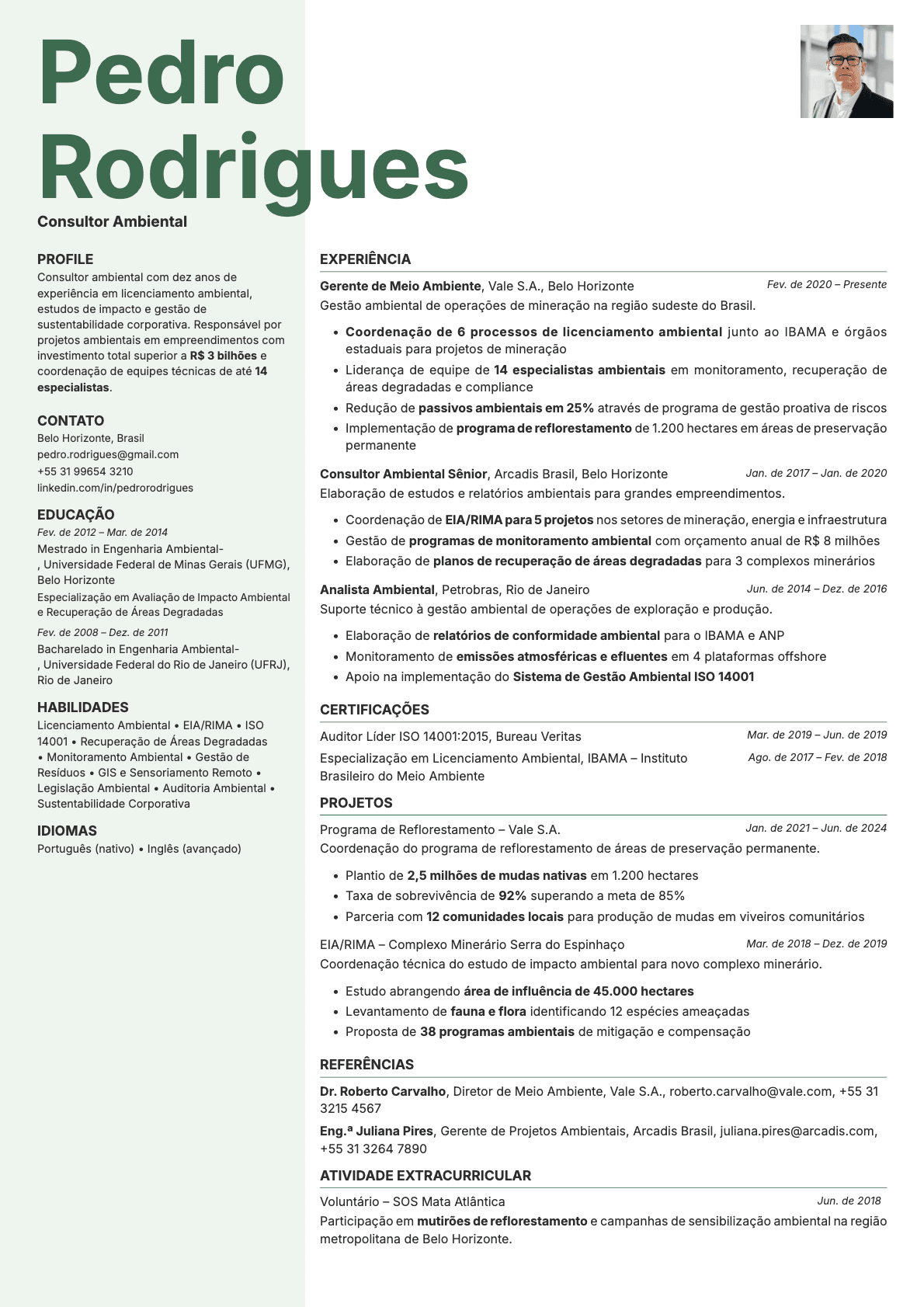 Sage Photo resume template preview